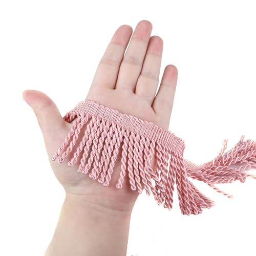 5 Yard/Lot Seidenquaste Fransenbesatz Spitzenband Spitzenbesatz Stickerei Spitze Stoff Nähen Kleidungsstück Schuhe Tasche Quasten für Schmuck DIY-Rosa 19-6cm-5 Yard von YGTGJ