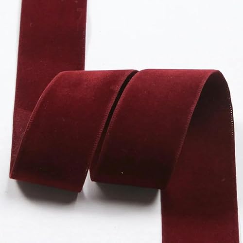 5 Yards/Rolle 25 38 mm einfarbiges doppelseitiges Wildleder-Samtband zum Pressen für DIY-Schleifen zum Basteln von Kleidungszubehör-13 Rotwein-25 mm von YGTGJ