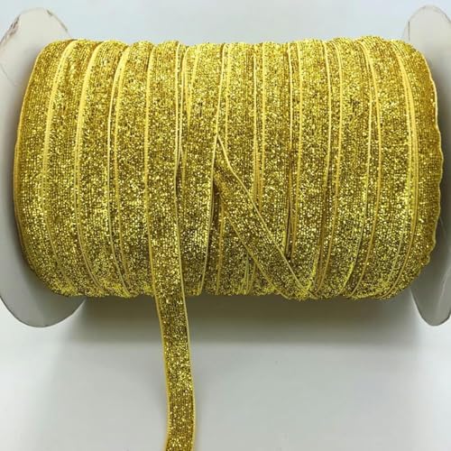 5 Yards 3/8 "10mm Glitter Samtband Stirnband Clips Schleife Dekoration wählen Farben-Glitter Golden von YGTGJ