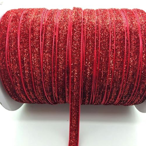 5 Yards 3/8 "10mm Glitter Samtband Stirnband Clips Schleife Dekoration wählen Farben-Glitter Rot von YGTGJ