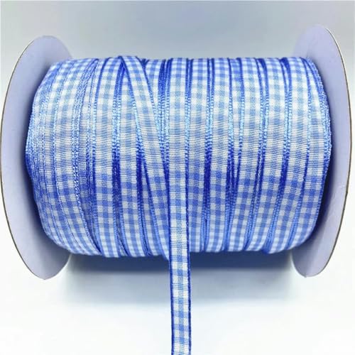 5 Yards 6 mm kariertes Band, Gittermuster, bedrucktes Schleifenband für Zuhause, Hochzeit, Weihnachtsdekoration, DIY-Geschenkband für Schleifen-13–6 mm x 5 Yards von YGTGJ