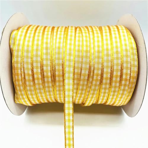 5 Yards 6 mm kariertes Band mit Gittermuster, bedrucktes Schleifenband für Zuhause, Hochzeit, Weihnachtsdekoration, DIY-Geschenkband für Schleifen-12–10 mm x 5 Yards von YGTGJ