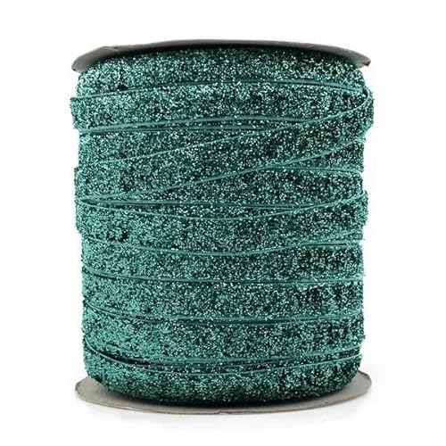 50 Yards/Los 1 Farbe = 50 Yards 3/8 Zoll elastisches Glitzer-Samtband, Ornamente, metallisches Gummiband, A, 1 cm breit von YGTGJ