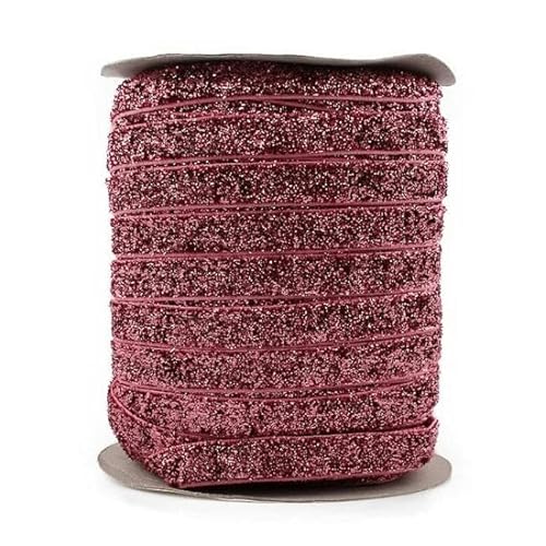 50 Yards/Los 1 Farbe = 50 Yards 3/8 Zoll elastisches Glitzer-Samtband, Ornamente, metallisches Gummiband, B, 1 cm breit von YGTGJ