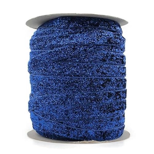 50 Yards/Los 1 Farbe = 50 Yards 3/8 Zoll elastisches Glitzer-Samtband, Ornamente, metallisches Gummiband, C, 1 cm breit von YGTGJ