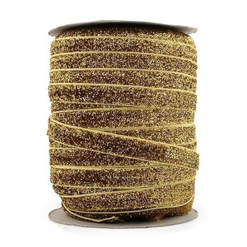 50 Yards/Los 1 Farbe = 50 Yards 3/8 Zoll elastisches Glitzer-Samtband, Ornamente, metallisches Gummiband, E, 1 cm breit von YGTGJ