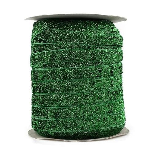 50 Yards/Los 1 Farbe = 50 Yards 3/8 Zoll elastisches Glitzer-Samtband, Ornamente, metallisches Gummiband, F, 1 cm breit von YGTGJ