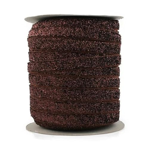 50 Yards/Los 1 Farbe = 50 Yards 3/8 Zoll elastisches Glitzer-Samtband, Ornamente, metallisches Gummiband, H-1 cm breit von YGTGJ