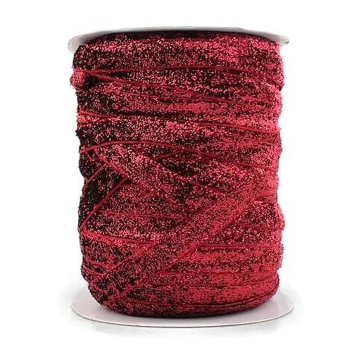 50 Yards/Los 1 Farbe = 50 Yards 3/8 Zoll elastisches Glitzer-Samtband, Ornamente, metallisches Gummiband, K, 1 cm breit von YGTGJ