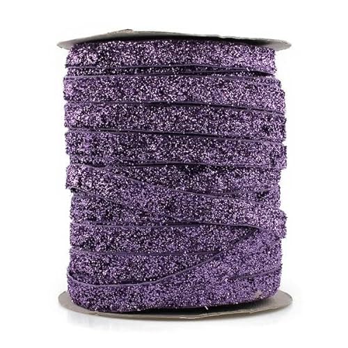 50 Yards/Los 1 Farbe = 50 Yards 3/8 Zoll elastisches Glitzer-Samtband, Ornamente, metallisches Gummiband, N, 1 cm breit von YGTGJ