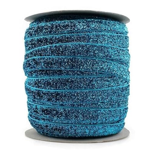 50 Yards/Los 1 Farbe = 50 Yards 3/8 Zoll elastisches Glitzer-Samtband, Ornamente, metallisches Gummiband, O, 1 cm breit von YGTGJ