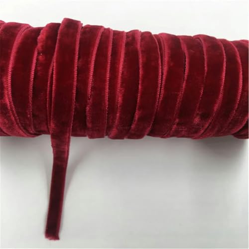 6/9/15/25 mm doppelseitiges Nylon-Samtband in Weinrot, Hochzeits- und Party-Dekoration, handgefertigtes Geschenkband, DIY, Weihnachten, 1/3/5 Yards-15 MM-3 Yards von YGTGJ