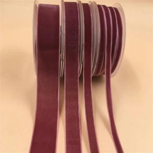 6/9/15/25 mm einseitiges Samtband für handgefertigte Blumenstraußverpackungen, Heimparty-Dekoration, Weihnachtssamtband, Violett V645 – 6 mm x 300 Yards von YGTGJ