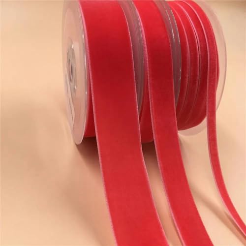 6/9/15/25 mm einseitiges Samtband zum Verpacken handgefertigter Blumensträuße, Party-Dekoration für Zuhause, Weihnachtssamtband, Wassermelone V189, 9 mm x 200 Yards von YGTGJ