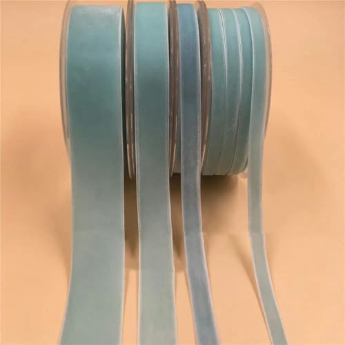 6/9/15/25 mm einseitiges Samtband zum Verpacken handgefertigter Blumensträuße, Party-Dekoration zu Hause, Weihnachtssamtband, Blau V045-15 mm x 100 Yards von YGTGJ