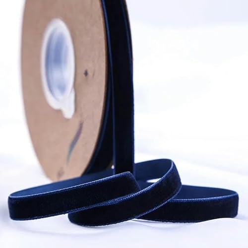 Einzelner Spitzenhut aus beflocktem Samtstoff, Schleife aus Wildlederband, Nylonsamtband, 10 mm, 15 mm, 25 mm Breite, 4,5 m pro Partie, Marineblau cr180, Breite 10 mm, 4,5 von YGTGJ