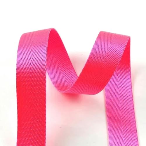 Meter 20/25/32/38/50 mm Nylon-Gurtband 1 mm dick einfarbiges Band für Schrägband für Rucksäcke-Fluoreszierendes Rosarot-25 mm von YGTGJ