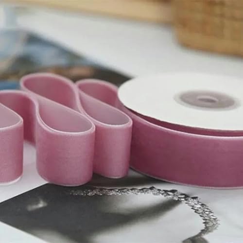 Samtband, 25 mm, 2,5 cm, zum Selbermachen von Schleifen, Haarschmuck, Materialien zum Herstellen handgefertigter Bänder, Bastelarbeiten, 4,5 m, Rosa, 25 mm von YGTGJ