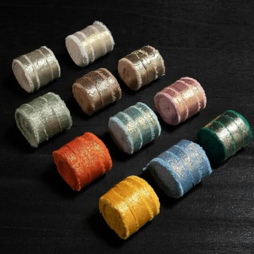 Spitzenband, Chiffon, Seide, 리본, Hochzeit, Weihnachtsdekoration, handgerissen, Schnittkante, Blumenstrauß, Brautverpackung - 5 Meter von YGTGJ