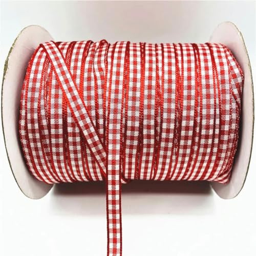 Yards, 6 mm, kariertes Band, mit Gittermuster bedrucktes Schleifenband für Zuhause, Hochzeit, Weihnachtsdekoration, DIY-Geschenkband für Schleifen-01-6 mm x 5 Yards von YGTGJ