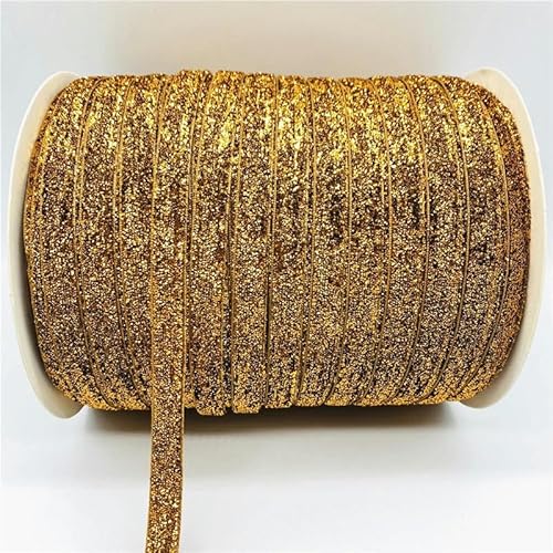 mm – 38 mm, 5 Yards, Samtband, handgefertigt, für Hochzeits- und Party-Dekoration, zum Verpacken von DIY-Haarschleifen, Nähen, Basteln, glänzendes Gold, 38 mm x 3 Yards von YGTGJ