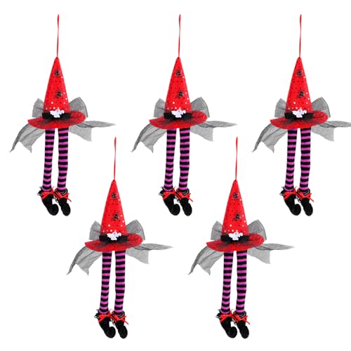 YHAILI 5 Stück Halloween Hexenhut Fensterbehang Festliche Heimdekoration Polyester Dekorative Ornament Partyzubehör von YHAILI