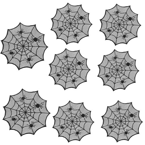 YHAILI Cobwebs Tischset, elegante Spinnennetze, Spitze, Deckchen, schwarze Spinnweben, Tischset für Heimdekoration von YHAILI