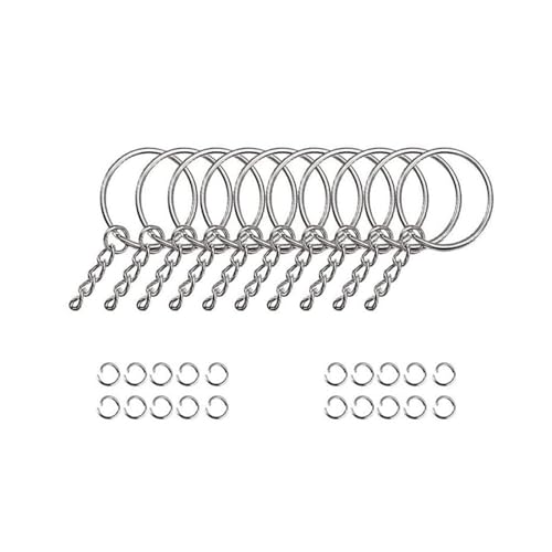 YHAILI Schlüsselring, 20 Stück Splits für Schlüsselringe mit Kette, 20 Stück Biegeringe zur Schmuckherstellung und Zubehör von YHAILI