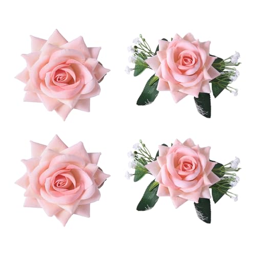 YHAILI Vorhang-Raffhalter, elegante künstliche Rose, Blumenfenster, Vorhanghalter, für Zuhause, Hochzeitsdekorationen, 4 Stück von YHAILI