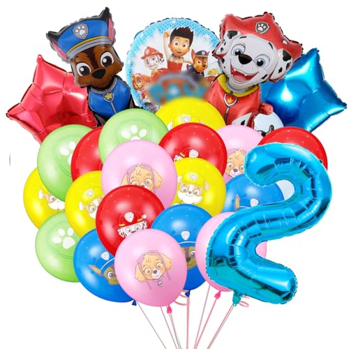 luftballon 2. paw patrol geburtstag | geburtstagsdeko Mädchen junge 2 jahr, Happy Birthday Dekoration Banner Karikatur Luftballons deko von YHBGUSSS