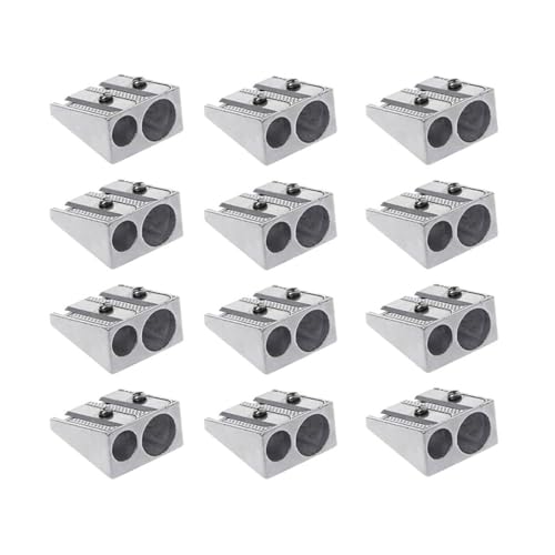 YHDMBBSHNB Bleistiftspitzer, Doppelloch Bleistiftspitzer Aus Metall Manueller Graphit Bleistiftspitzer Buntstiftspitzer, Metall Bleistiftspitzer Für Schule Büro Kunst(12PCS) von YHDMBBSHNB