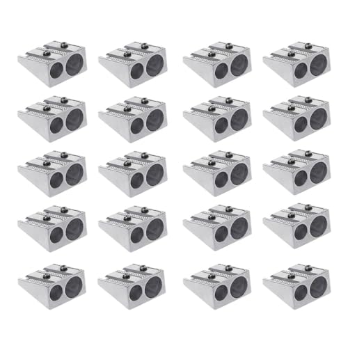 YHDMBBSHNB Bleistiftspitzer, Doppelloch Bleistiftspitzer Aus Metall Manueller Graphit Bleistiftspitzer Buntstiftspitzer, Metall Bleistiftspitzer Für Schule Büro Kunst(20PCS) von YHDMBBSHNB