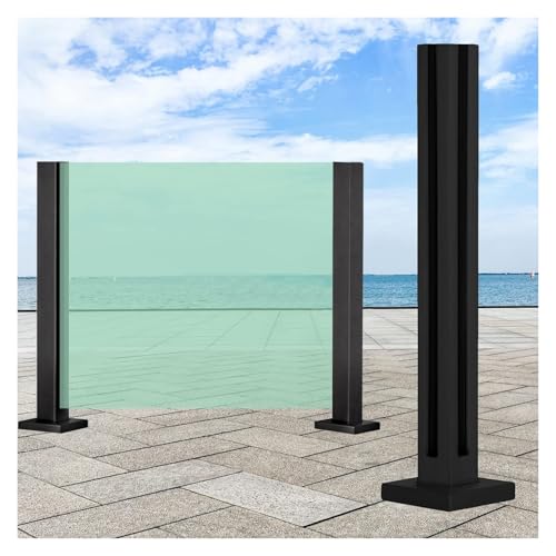 YHDMBBSHNB Glasgeländerpfosten, Glasgeländer Pfosten, Glasgeländer-Pfosten, Schwarze Balustraden-Panel-Klemme for Garten, Pool, Terrasse, Stabiler Zaun-Pol-Anschluss(Corner Post,Height 140cm/55.1in) von YHDMBBSHNB