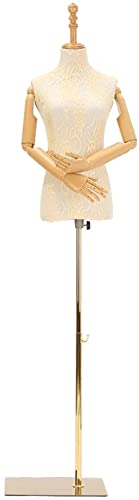 YHDMBBSHNB Weibliche Schaufensterpuppe, Mit Holzarmen und Spitzenstoff, höhenverstellbar 59-76"(Beige,Large) von YHDMBBSHNB