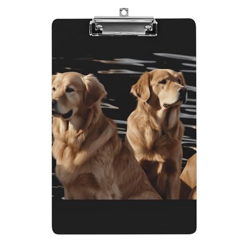 Klemmbretter Acryl Golden Retrievers Druck Klemmbrett Standard A4 Briefgröße Klemmbrett Leichtes Klemmbrett Niedliche Klemmbretter Benutzerdefiniertes Muster von YHEGBFD