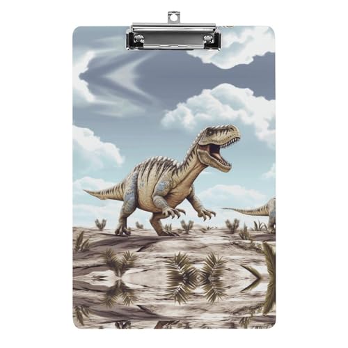 YHEGBFD Klemmbretter Acryl Dinosaurier Walking Dinosaurier Walking Print Klemmbrett Standard A4 Briefgröße Klemmbrett Leichtes Klemmbrett Niedliche Klemmbretter Benutzerdefiniertes Muster von YHEGBFD