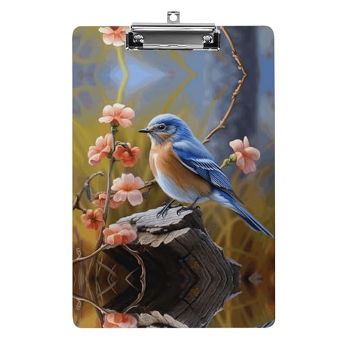 YHEGBFD Klemmbretter Acryl Eastern Bluebird Print Klemmbrett Standard A4 Briefgröße Klemmbrett Leichtes Klemmbrett Niedliche Klemmbretter Benutzerdefiniertes Muster von YHEGBFD