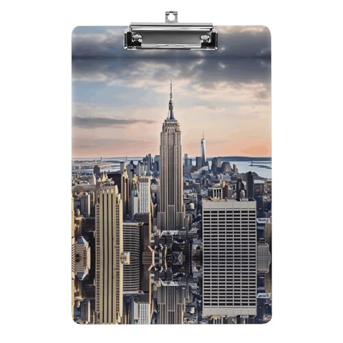 YHEGBFD Klemmbretter Acryl Empire State Building Druck Klemmbrett Standard A4 Briefgröße Klemmbrett Leichtes Klemmbrett Niedliche Klemmbretter Benutzerdefiniertes Muster von YHEGBFD