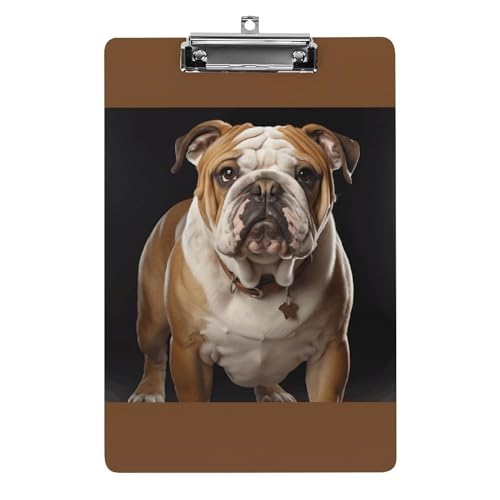 YHEGBFD Klemmbretter Acryl Englische Bulldogge Druck Klemmbrett Standard A4 Briefgröße Klemmbrett Leichtes Klemmbrett Niedliche Klemmbretter Benutzerdefiniertes Muster von YHEGBFD