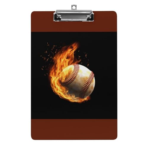 YHEGBFD Klemmbretter Acryl Feuer Baseball Druck Klemmbrett Standard A4 Briefgröße Klemmbrett Leichtes Klemmbrett Niedliche Klemmbretter Benutzerdefiniertes Muster von YHEGBFD