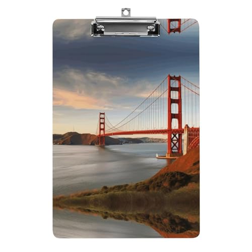 YHEGBFD Klemmbretter Acryl Golden Gate Bridge Druck Klemmbrett Standard A4 Briefgröße Klemmbrett Leichtes Klemmbrett Niedliche Klemmbretter Benutzerdefiniertes Muster von YHEGBFD