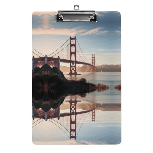 YHEGBFD Klemmbretter Acryl Golden Gate Bridge Druck Klemmbrett Standard A4 Briefgröße Klemmbrett Leichtes Klemmbrett Niedliche Klemmbretter Benutzerdefiniertes Muster von YHEGBFD