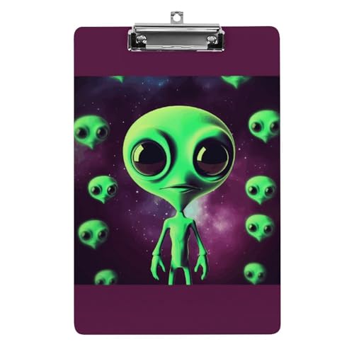 YHEGBFD Klemmbretter Acryl Grün Alien Print Klemmbrett Standard A4 Briefgröße Klemmbrett Leichtes Klemmbrett Niedliche Klemmbretter Benutzerdefiniertes Muster von YHEGBFD