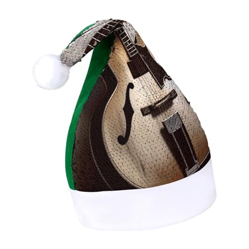 YHEGBFD Weihnachtsmütze, Gitarrenbilder, Druck, Weihnachtsmütze, Pailletten-Weihnachtsmannmütze, Neujahrsgruß, Weihnachtsmütze von YHEGBFD