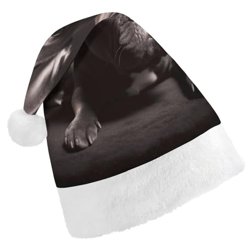 YHEGBFD Weihnachtsmütze, Motiv: Französische Bulldogge, Weihnachtsmütze, Unisex, Weihnachtsmannmütze, Neujahrsgruß, Weihnachtsmütze von YHEGBFD