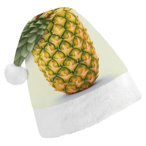 YHEGBFD Weihnachtsmütze, frischer Ananas-Druck, Weihnachtsmütze, Unisex, Weihnachtsmannmütze, Neujahrsgruß, Weihnachtsmütze von YHEGBFD