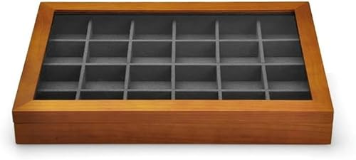 Ringbox, Schmuckschatulle, Organizer, Holz, Große Schmuckschatulle, Boxen Mit Transparentem Deckel, Stapelbare Aufbewahrungsbox Aus Holz, Schmuckschatullen Aus Massivholz Für Schmu,Dark Grey B von YHEIANJ