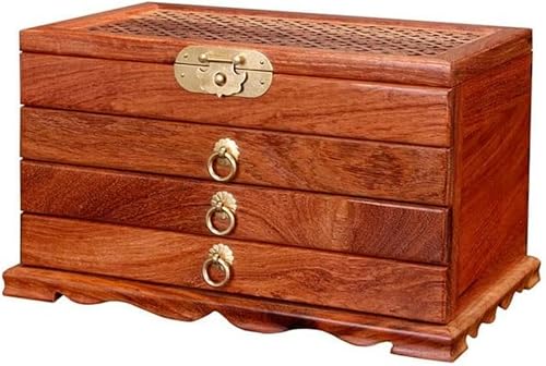 YHEIANJ Aufbewahrungsbox, Schmuck-Organizer, Hölzerne Schmuckschatulle, Chinesische Retro-Mehrschicht-Aufbewahrungsbox Für Ringe, Ohrringe, Halsketten, Armbänder, Uhren, Aufbewahrungsbox M von YHEIANJ