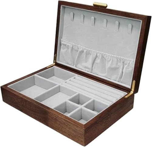 YHEIANJ Ringbox Aus Holz, Schmuckschatulle Für Ohrringe, Ringe, Armbänder, Halsketten, Aufbewahrungshalter Für Frauen, Ringboxen Für Schmuck,B von YHEIANJ