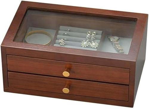 YHEIANJ Schmuckaufbewahrungsbox Schmuckschatulle Retro Schmuckschatulle Mit Holzschublade Doppel-/Dreifach-Aufbewahrungsbox Aufbewahrungsbox Für Ringe, Ohrringe, Halsketten Und Armbänder I,A-2 von YHEIANJ